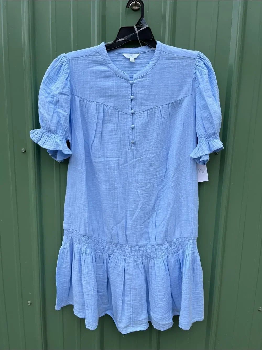 Women's Cotton Double Cloth Mini Dress with Drop Waist Size XXXL